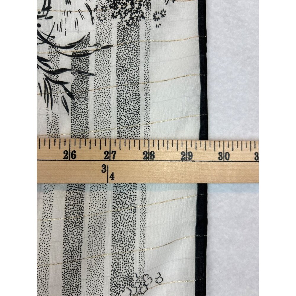 Vintage Olga Greco Paris Floral Scarf Lightweight Metallic Black White Italy - Picture 4 of 9